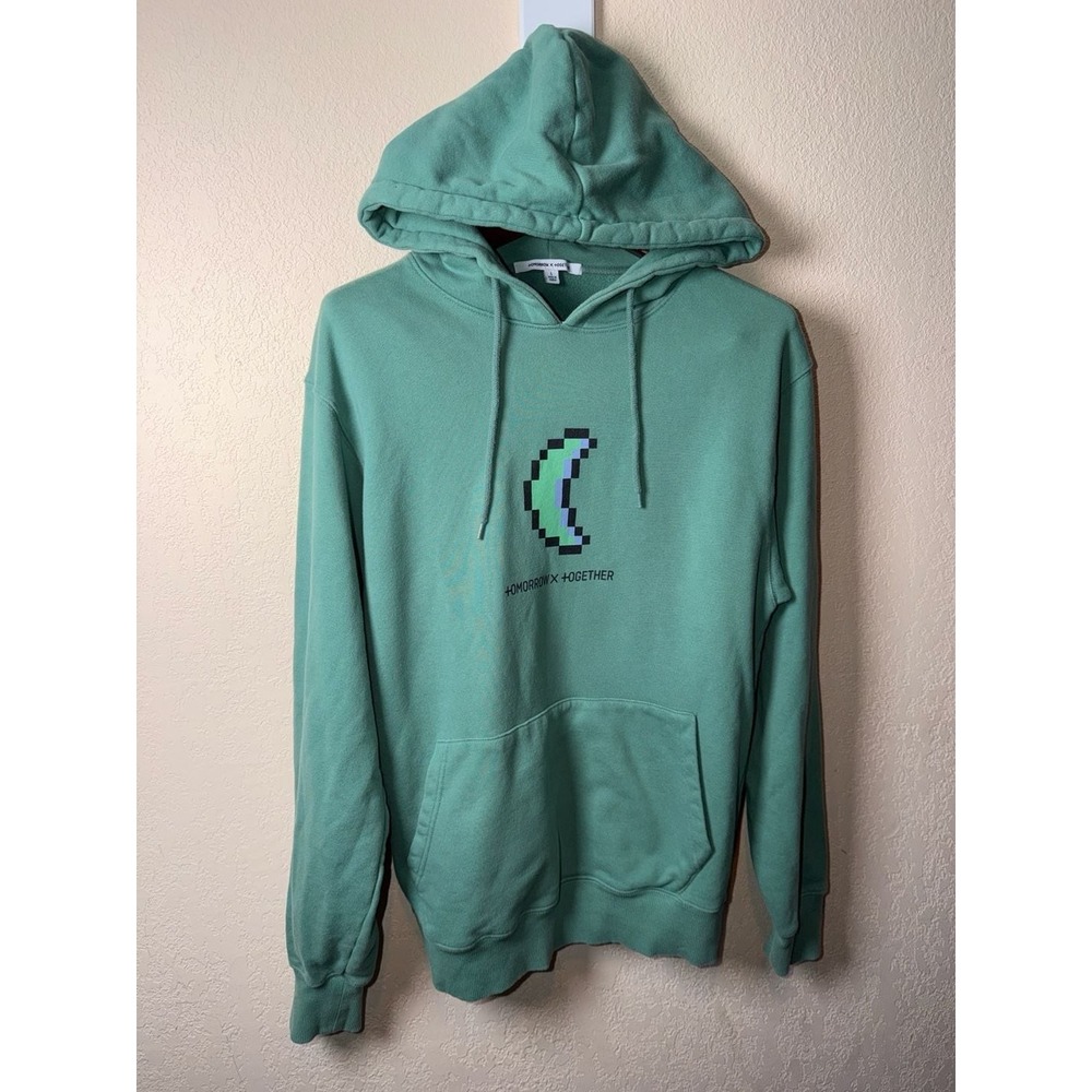 TOMORROW X TOGETHER TXT Blue Hour Pixel Moon Hoodie Green Size L